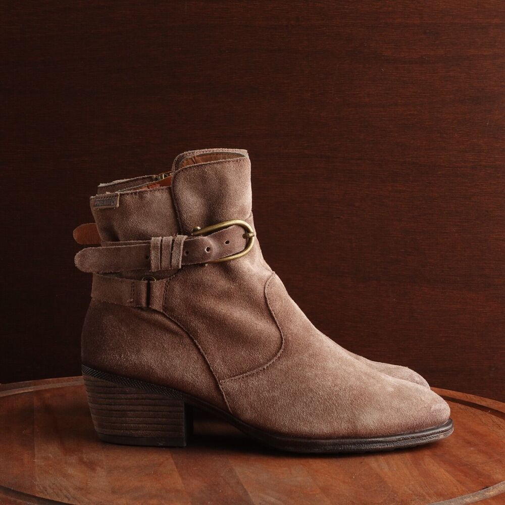 PIKOLINOS Brown Suede Ankle Booties